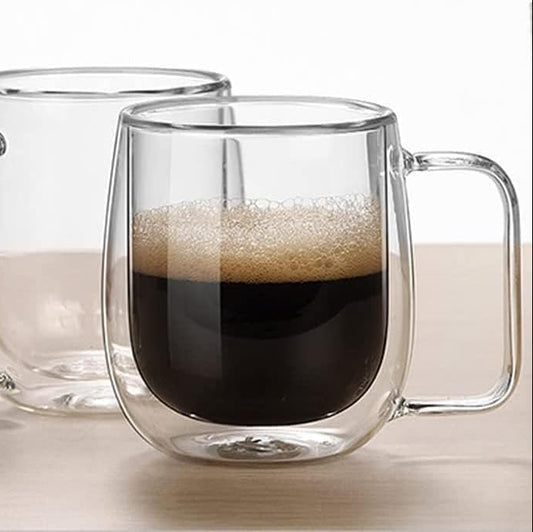 Elegant Clear Double Wall Glass Cup (350ml)(Each)