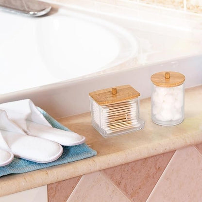 Acrylic Storage Containers with Wooden Lids (3 pcs)