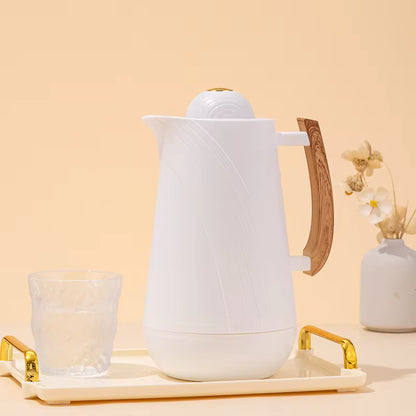 Curved Line Vacuum Flask with Wooden Handle (1L)