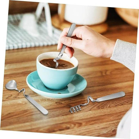 Curved Coffee Spoon Set (6 pcs)(14cm)(Silver) - Alt View