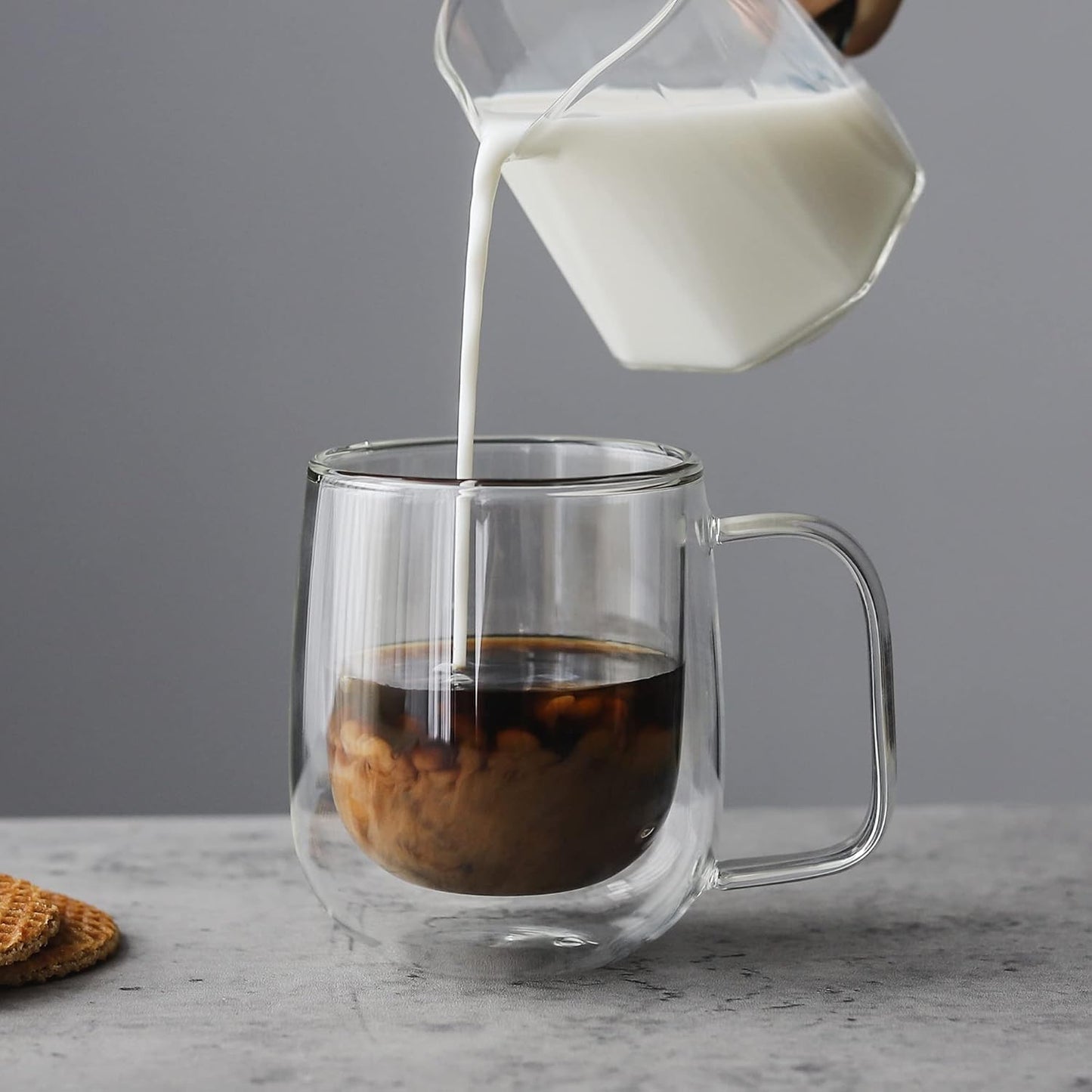 Elegant Clear Double Wall Glass Cup (350ml)(Each)