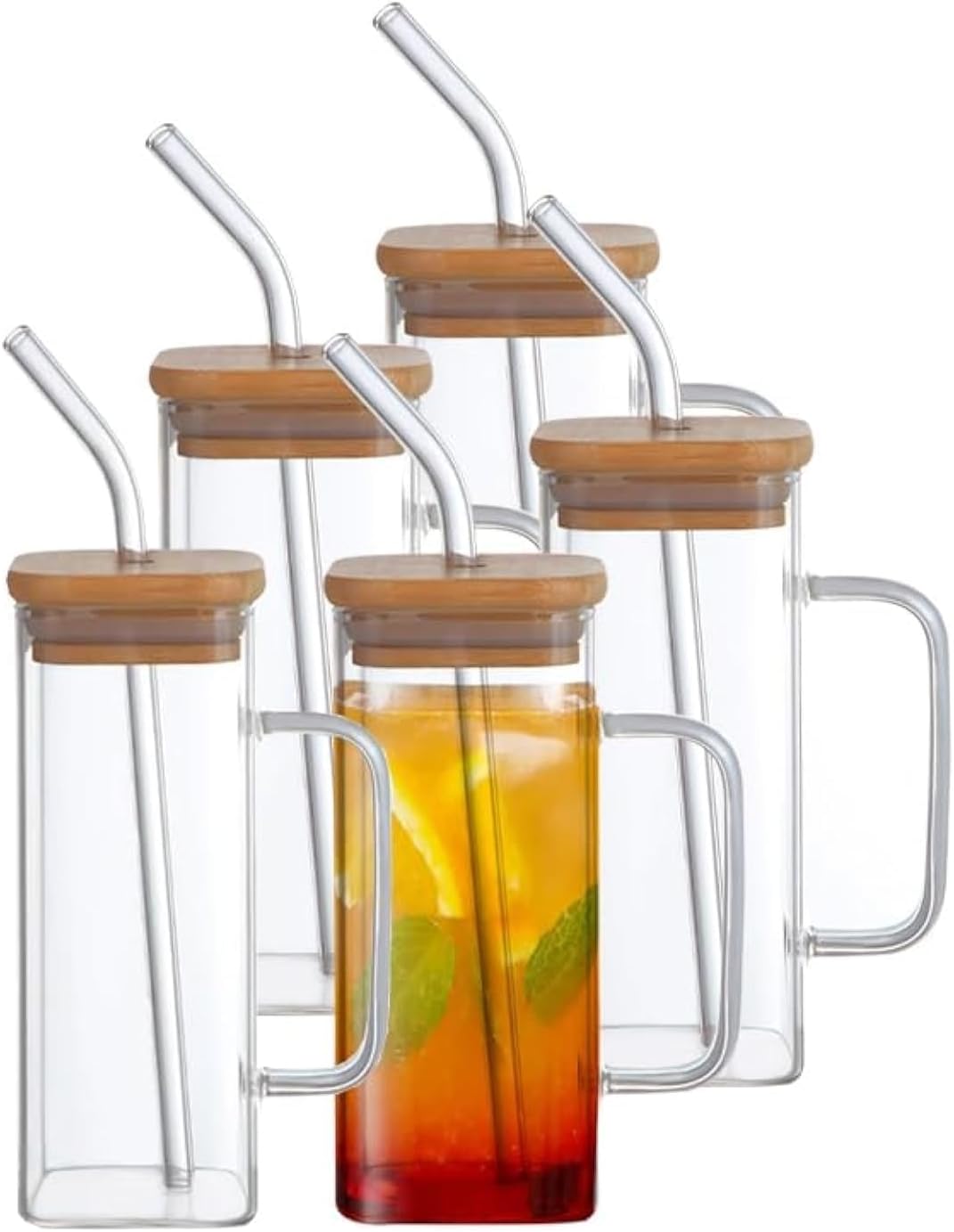 Elegant Ultra Durable Clear Square Glass Cup (380ml)(Each)