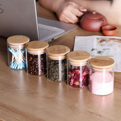 Empty Glass Storage Jars With Wooden Lids (12 pcs)