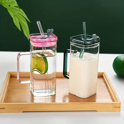 Colour-Tinted Glass Tumbler With Plastic Lid (380ml)(Each) - DMC Wholesale