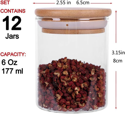 Empty Glass Storage Jars With Wooden Lids (12 pcs)