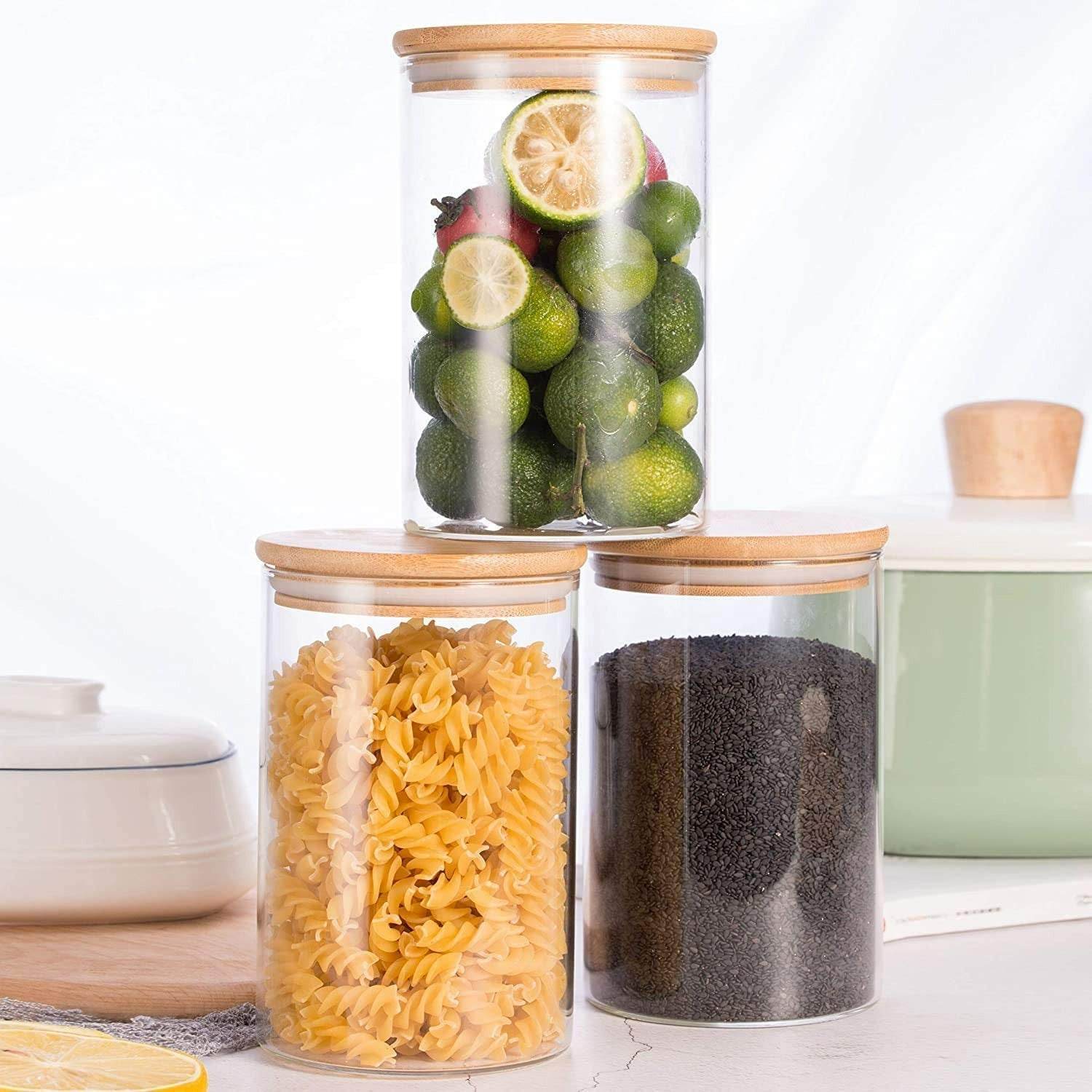 Round Glass Cylinder With Bamboo Lid (15x8cm)(Each) - DMC Wholesale