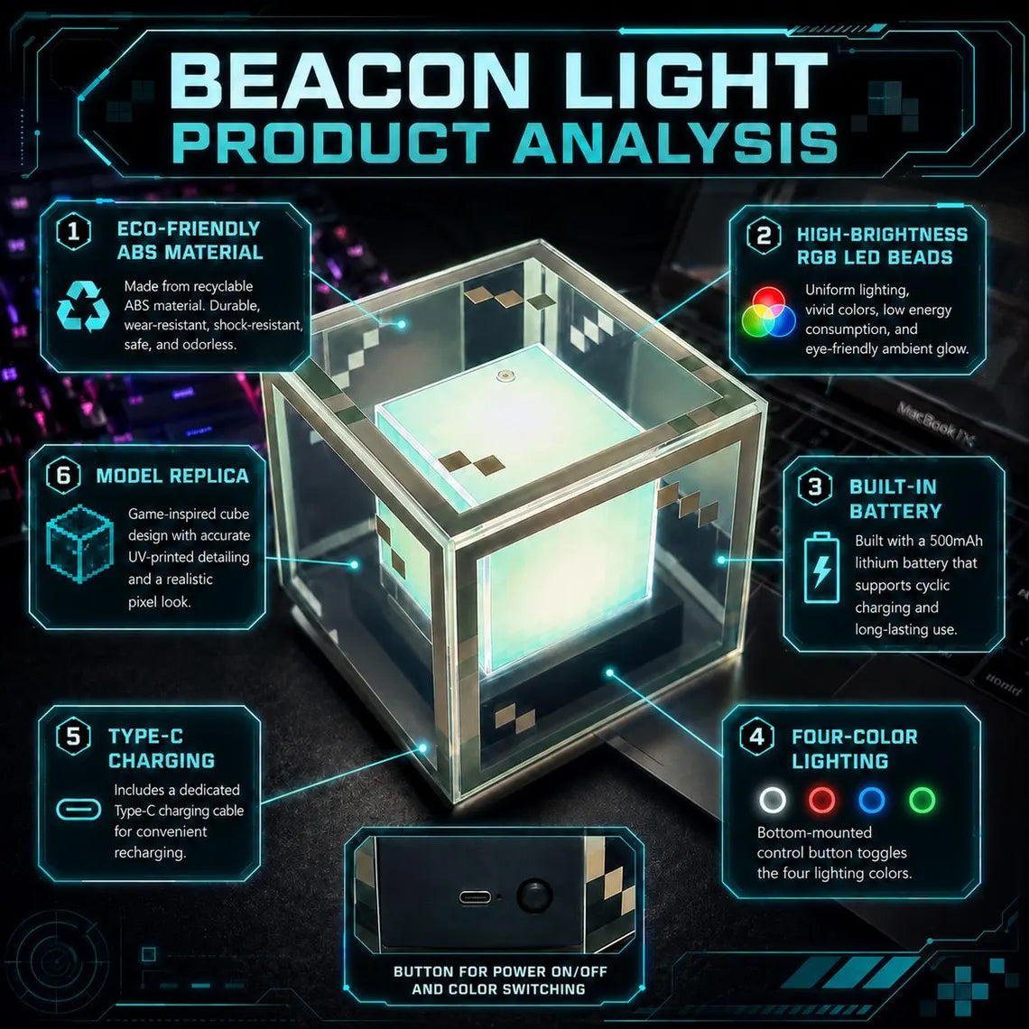 Pixel Style Beacon Night Light