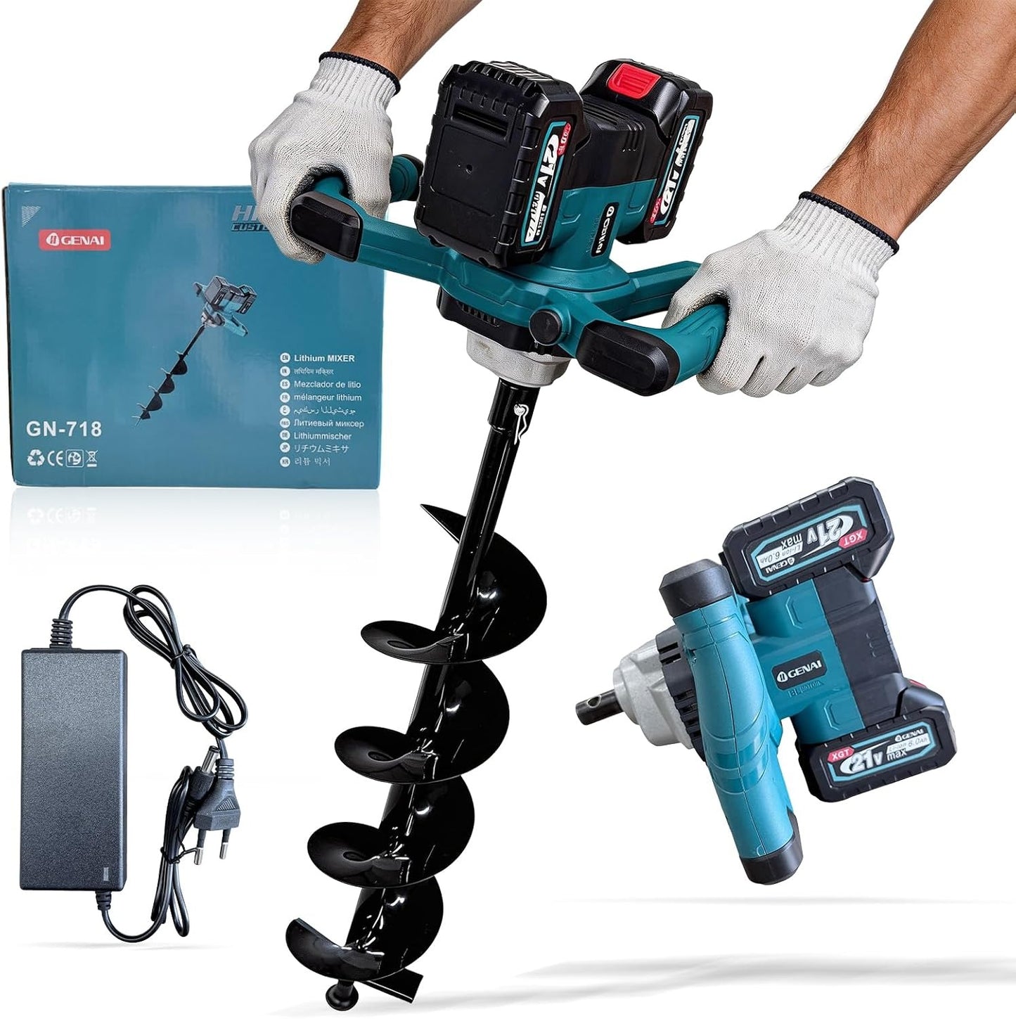 Electric Earth Auger Drill 600-1800W with Helicoidal Bit