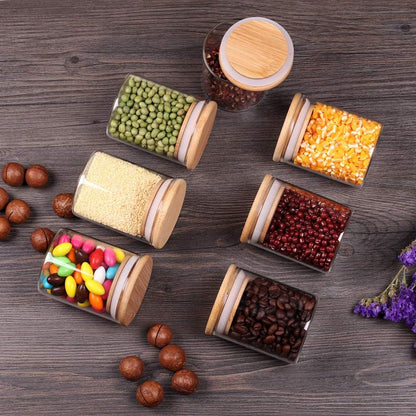 Empty Glass Storage Jars With Wooden Lids (12 pcs)