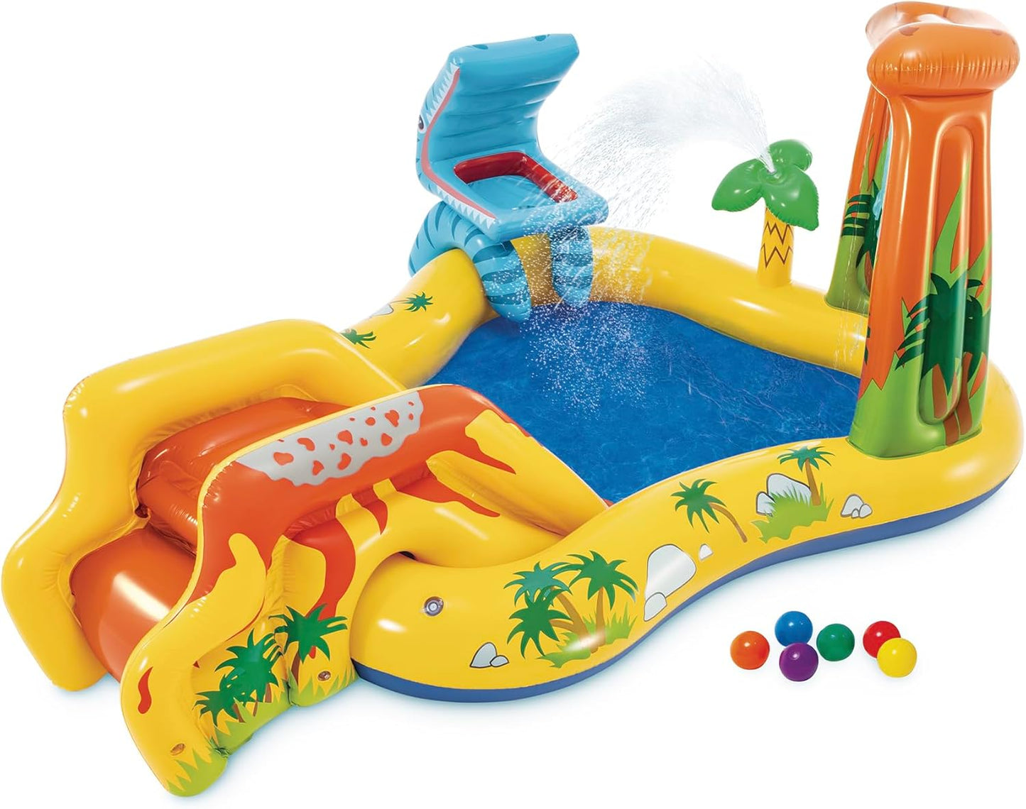 Inflatable Dinosaur Slide Fountain Swimming Pool
