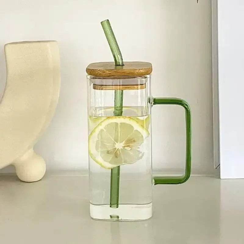 Colour-Tinted Glass Tumbler With Wooden Lid (380ml)(Each) - DMC Wholesale