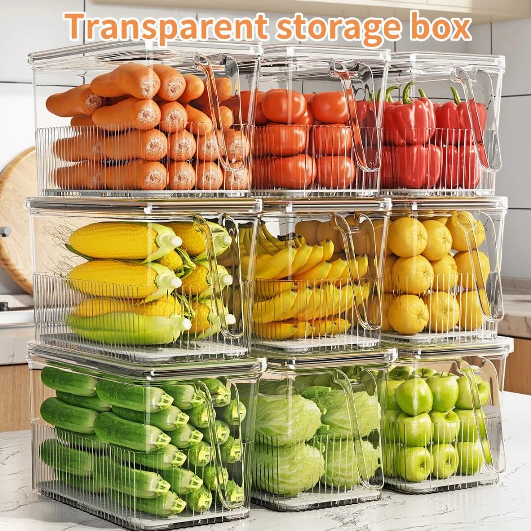 Transparent Fridge Storage Container With Handle (Each)