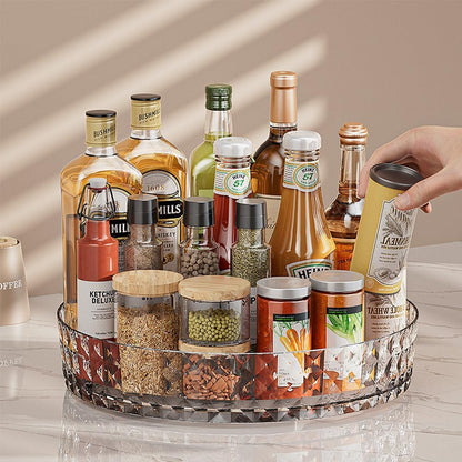 Rotating Round Acrylic Faceted Tray