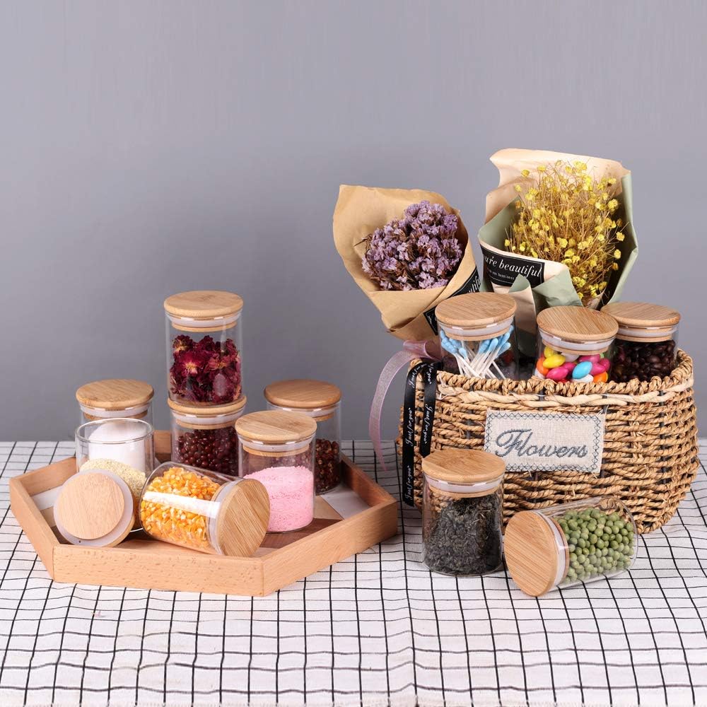 Empty Glass Storage Jars With Wooden Lids (12 pcs)