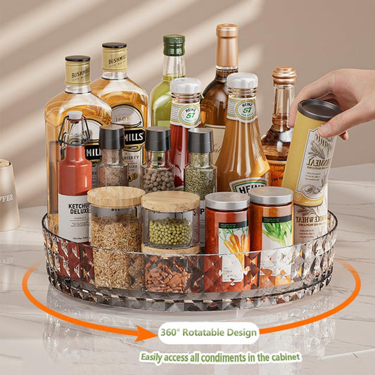 Rotating Round Acrylic Faceted Tray