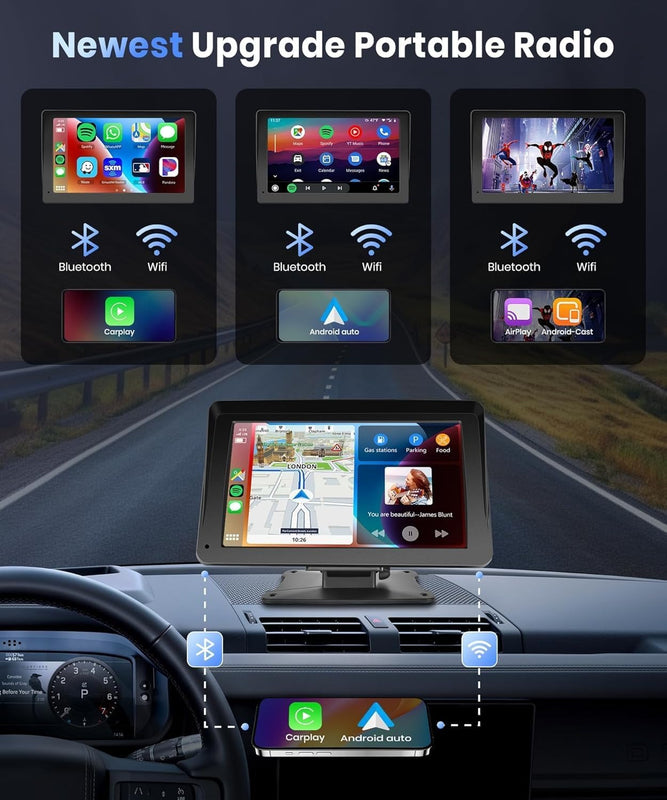 7 inch CarPlay Dashboard Display with Phone Mount