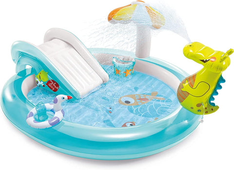 Inflatable Gator Slide Fountain Swimming Pool - Alt View