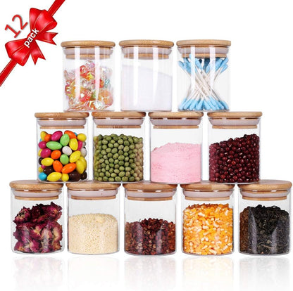 Empty Glass Storage Jars With Wooden Lids (12 pcs)