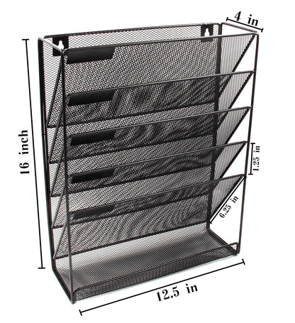 Wall‑Mounted Mesh File Organiser (5 Tier)
