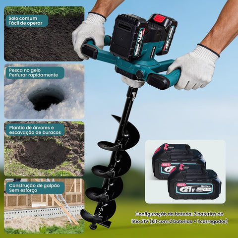 Electric Earth Auger Drill 600-1800W with Helicoidal Bit