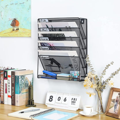 Wall‑Mounted Mesh File Organiser (5 Tier)