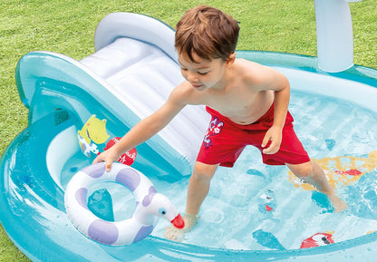 Inflatable Gator Slide Fountain Swimming Pool