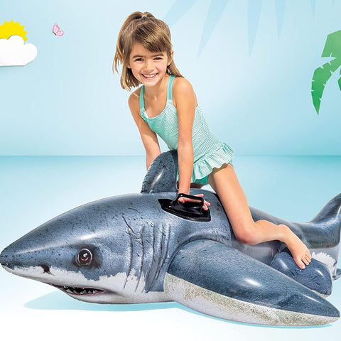 Great White Shark Ride-On Inflatable Pool Float - Alt View