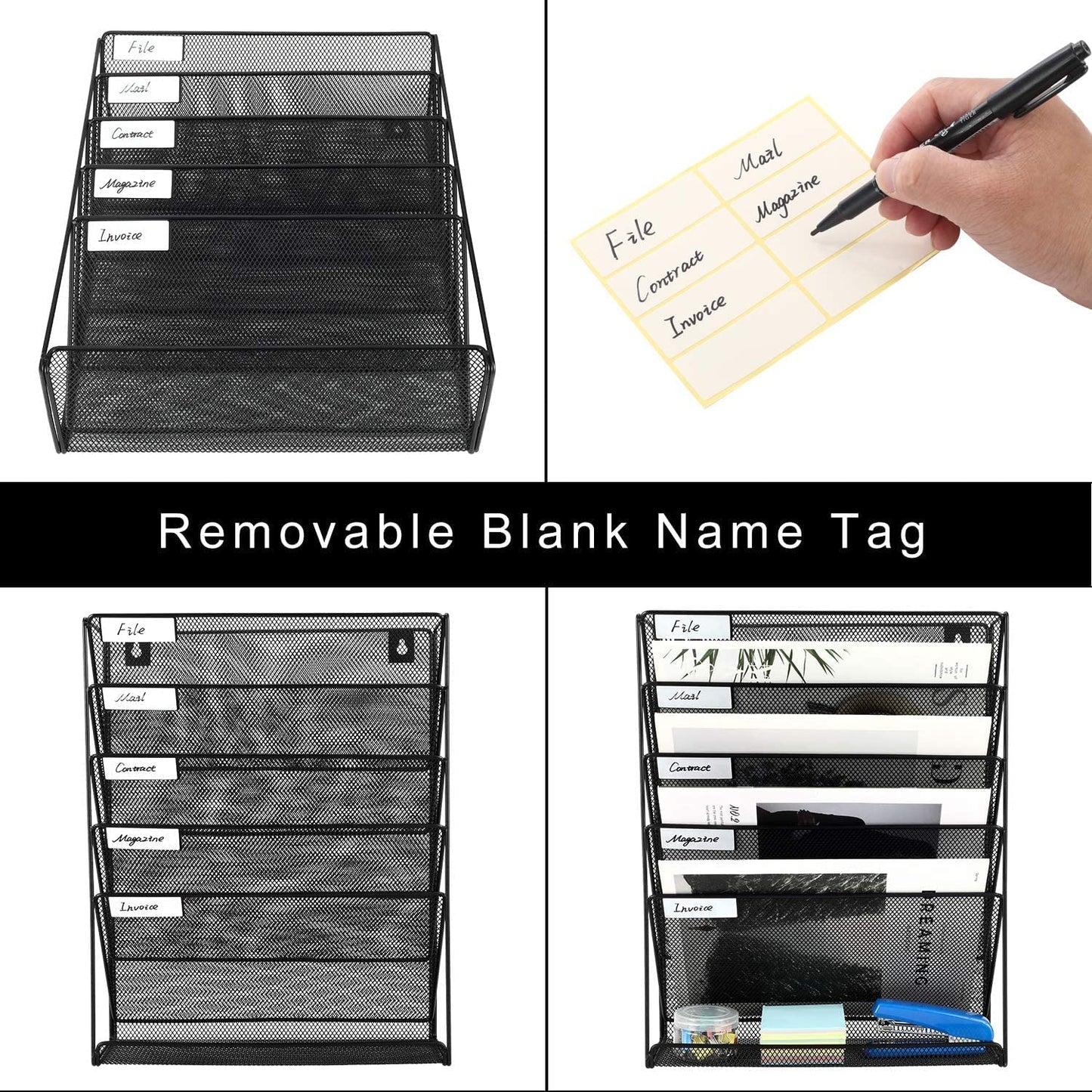 Wall‑Mounted Mesh File Organiser (5 Tier)