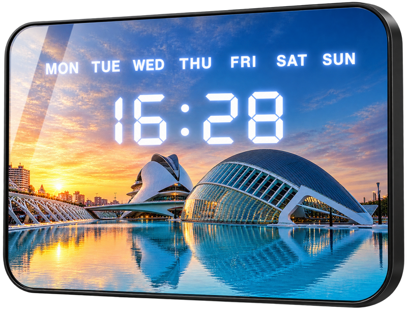 LED Acrylic Digital Wall Clock (City of Arts and Sciences)(20x27cm)