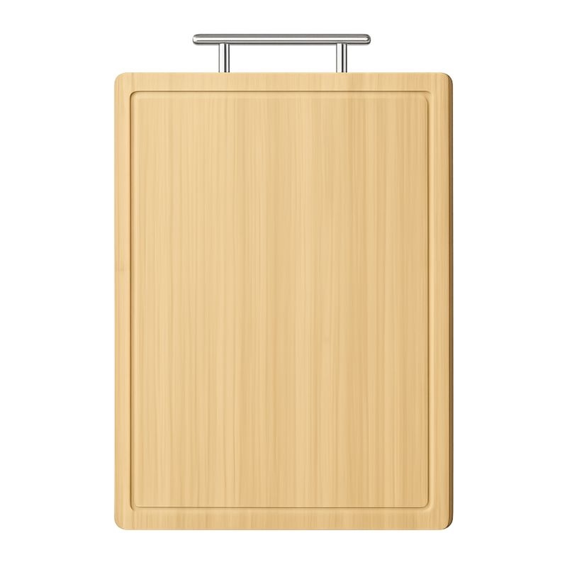 Bamboo Cutting Board With Stainless Steel Handle