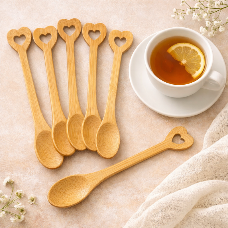 Wooden Hearted Spoon Set (6 pcs)