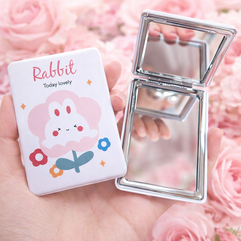 Bunny Pocket Mirror (White Bloom Bunny)(Each)
