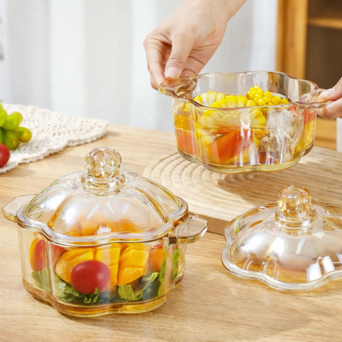Petal‑Shaped Glass Casserole Set (700ml)(Each)
