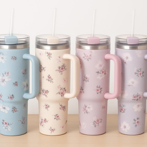 Pastel Floral Insulated Tumbler With Lid (1200ml)