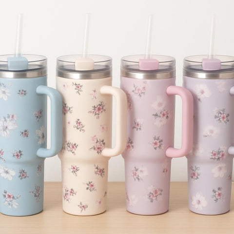 Pastel Floral Insulated Tumbler With Lid (1200ml)