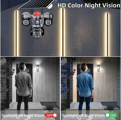 Triple Lens Camera 4G Solar Security PTZ Camera