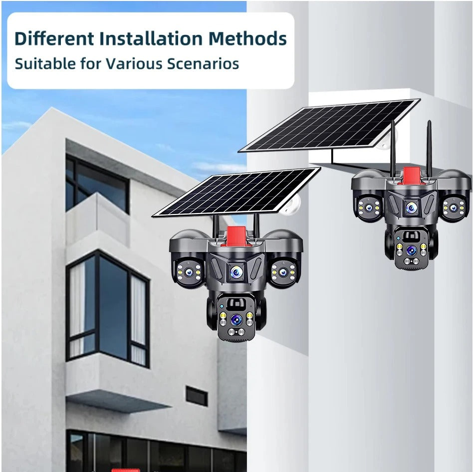 Triple Lens Camera 4G Solar Security PTZ Camera