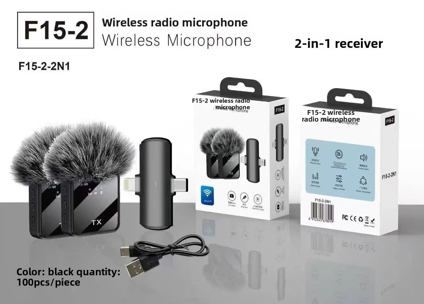 Wireless Microphone System with Dual Transmitters