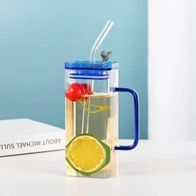Colour-Tinted Glass Tumbler With Plastic Lid (380ml)(Each) - DMC Wholesale