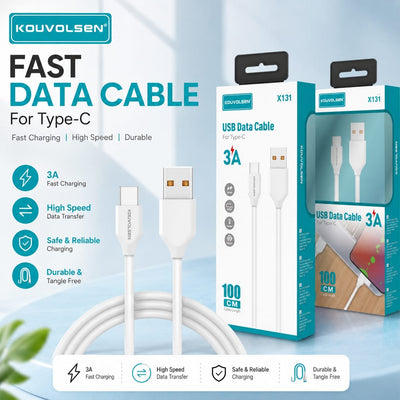 KOUVOLSEN Type-C USB Fast Data Cable 3A 100cm