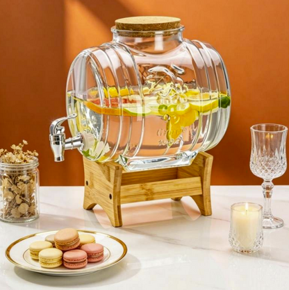 Luxury Barrel Glass Beverage Dispenser (3.5L)