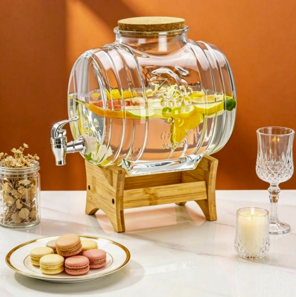 Luxury Barrel Glass Beverage Dispenser (3.5L)