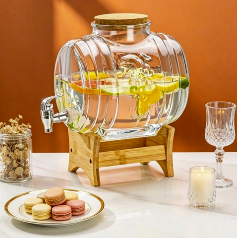 Luxury Barrel Glass Beverage Dispenser (3.5L)
