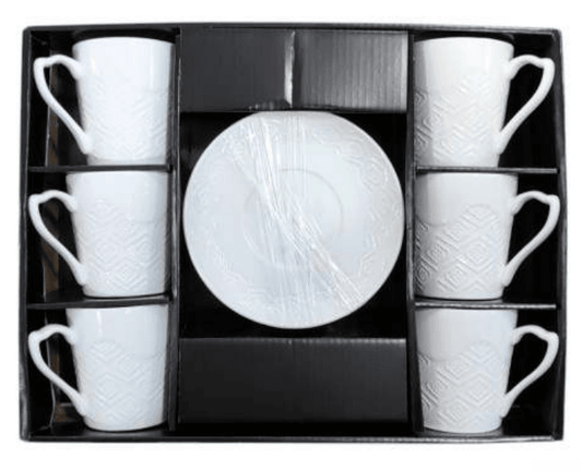 Porcelain Coffee or Tea Cups with Porcelain Saucers (12pcs)(200ml) - DMC Wholesale