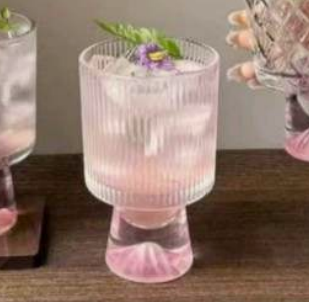 Elegant Snowy Mountain Striped Glass Tumblers Set (300ml)(6 pcs)