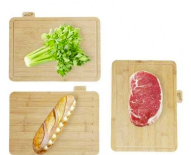Bamboo Cutting Board Set with Holder (4 pcs)