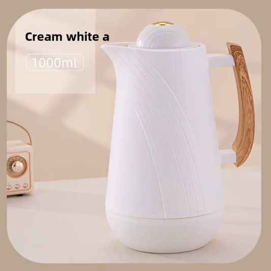 Curved Line Vacuum Flask with Wooden Handle (1L)