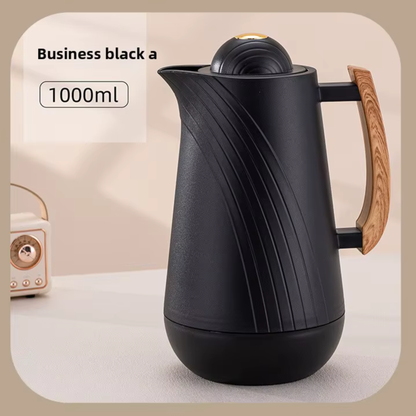Curved Line Vacuum Flask with Wooden Handle (1L)