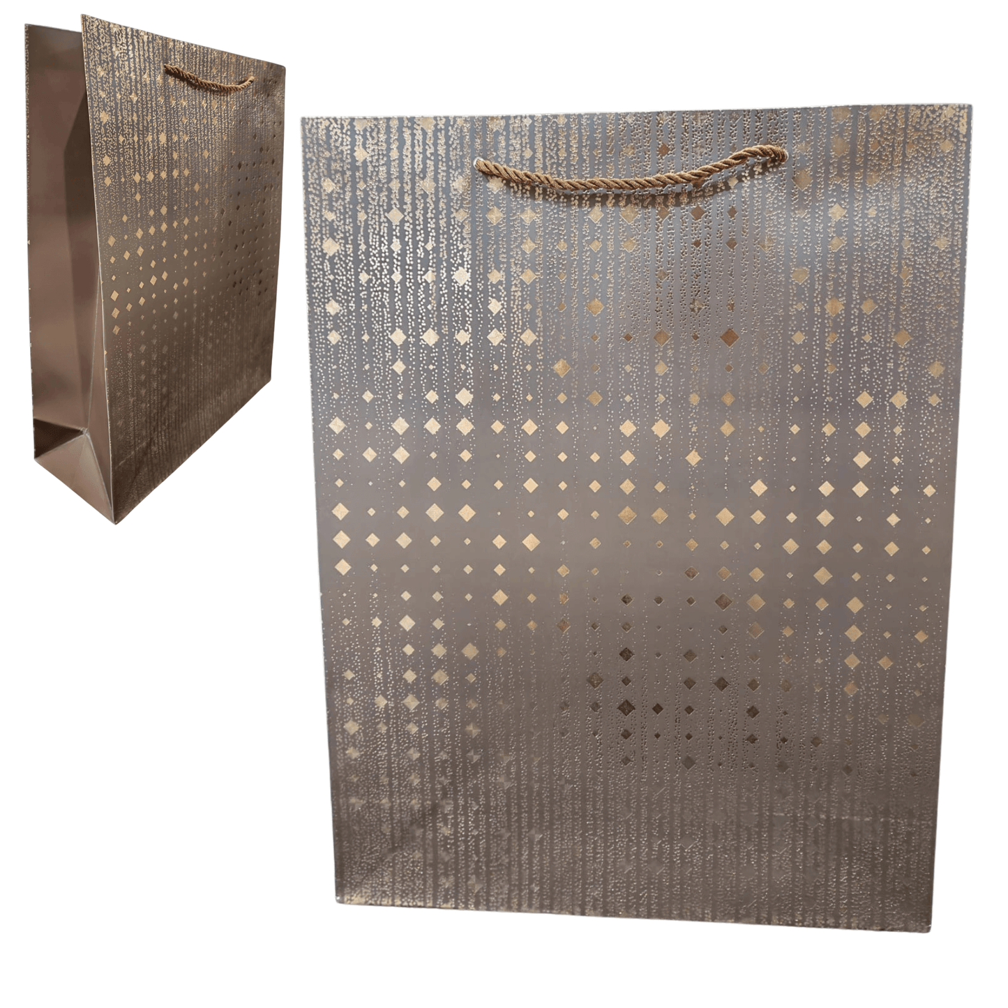 Shimmer Rich Brown Gift Bag (Large) - DMC Wholesale