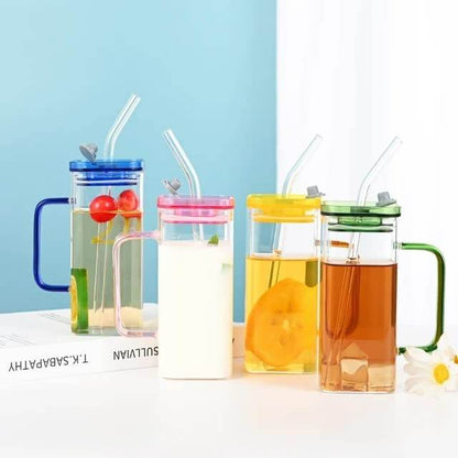 Colour-Tinted Glass Tumbler With Plastic Lid (380ml)(Each) - DMC Wholesale